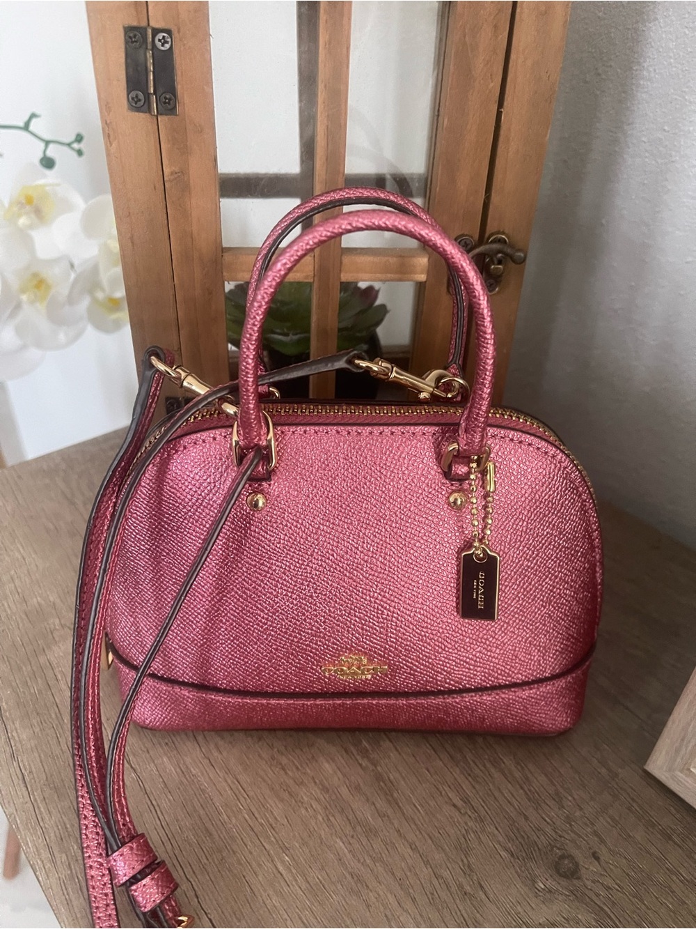 Coach Metallic Rose Mini Dome Satchel